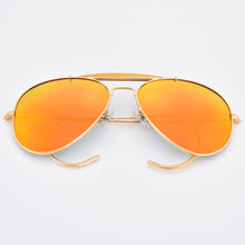 Carica l'immagine nel visualizzatore di Gallery, Good quality prevent falling cable temple pilot sunglasses men women glass mirror lens curve legs UV400 protection