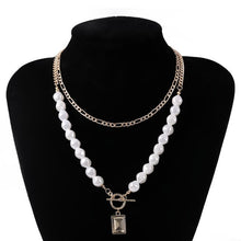 Load image into Gallery viewer, Gothic Baroque Pearl Angel Pendant Choker Necklace for Women Wedding Punk Lasso Big Chunky Thick Lock Chain Necklace Jewelry