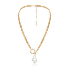 Load image into Gallery viewer, Gothic Baroque Pearl Angel Pendant Choker Necklace for Women Wedding Punk Lasso Big Chunky Thick Lock Chain Necklace Jewelry