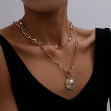 Load image into Gallery viewer, Baroque Pearl Coin Pendant Choker Necklace for Women Wedding Punk Bead Lariat Gold Color Long Chain Necklace Jewelry Gift