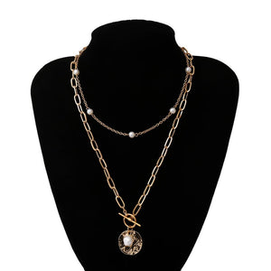 Baroque Pearl Coin Pendant Choker Necklace for Women Wedding Punk Bead Lariat Gold Color Long Chain Necklace Jewelry Gift