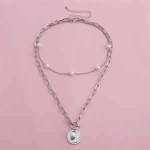 Baroque Pearl Coin Pendant Choker Necklace for Women Wedding Punk Bead Lariat Gold Color Long Chain Necklace Jewelry Gift