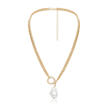 Load image into Gallery viewer, Baroque Pearl Pendant Choker Necklace for Women Wedding Punk Big Bead Lariat Gold Color Long Chain Necklace Jewelry