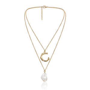 Baroque Pearl Pendant Choker Necklace for Women Wedding Punk Big Bead Lariat Gold Color Long Chain Necklace Jewelry