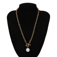 Load image into Gallery viewer, Baroque Pearl Pendant Choker Necklace for Women Wedding Punk Big Bead Lariat Gold Color Long Chain Necklace Jewelry