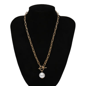 Baroque Pearl Pendant Choker Necklace for Women Wedding Punk Big Bead Lariat Gold Color Long Chain Necklace Jewelry