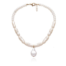 Load image into Gallery viewer, Baroque Pearl Pendant Choker Necklace for Women Wedding Punk Big Bead Lariat Gold Color Long Chain Necklace Jewelry
