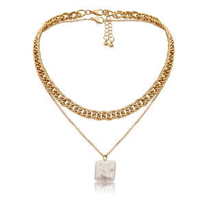 Baroque Pearl Pendant Choker Necklace for Women Wedding Punk Big Bead Lariat Gold Color Long Chain Necklace Jewelry