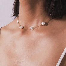 Load image into Gallery viewer, Baroque Pearl Pendant Choker Necklace for Women Wedding Punk Big Bead Lariat Gold Color Long Chain Necklace Jewelry
