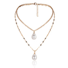 Load image into Gallery viewer, Baroque Pearl Pendant Choker Necklace for Women Wedding Punk Big Bead Lariat Gold Color Long Chain Necklace Jewelry