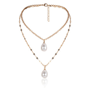 Baroque Pearl Pendant Choker Necklace for Women Wedding Punk Big Bead Lariat Gold Color Long Chain Necklace Jewelry