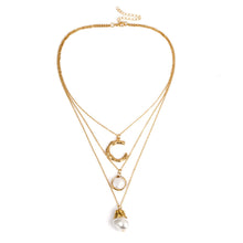 Load image into Gallery viewer, Baroque Pearl Pendant Choker Necklace for Women Wedding Punk Big Bead Lariat Gold Color Long Chain Necklace Jewelry