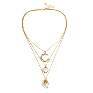 Baroque Pearl Pendant Choker Necklace for Women Wedding Punk Big Bead Lariat Gold Color Long Chain Necklace Jewelry