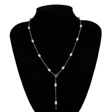 Load image into Gallery viewer, Baroque Pearl Pendant Choker Necklace for Women Wedding Punk Big Bead Lariat Gold Color Long Chain Necklace Jewelry