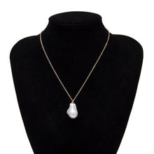 Load image into Gallery viewer, Baroque Pearl Pendant Choker Necklace for Women Wedding Punk Big Bead Lariat Gold Color Long Chain Necklace Jewelry