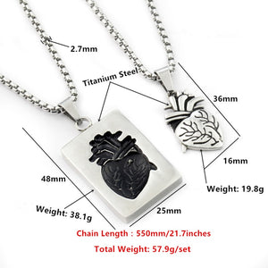 Gothic Punk Style Puzzel Paard Anatomical Heart Necklace For Men Fashion Gold Color Jewelry Party Couple Wedding Gifts VIP Link