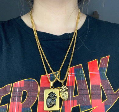 Gothic Punk Style Puzzel Paard Anatomical Heart Necklace For Men Fashion Gold Color Jewelry Party Couple Wedding Gifts VIP Link