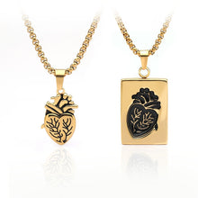 Load image into Gallery viewer, Gothic Punk Style Puzzel Paard Anatomical Heart Necklace For Men Fashion Gold Color Jewelry Party Couple Wedding Gifts VIP Link