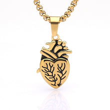 Load image into Gallery viewer, Gothic Punk Style Puzzel Paard Anatomical Heart Necklace For Men Fashion Gold Color Jewelry Party Couple Wedding Gifts VIP Link