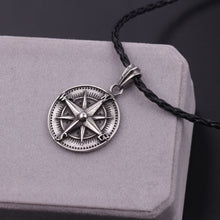 Load image into Gallery viewer, Gothic Round Compass Pendant Necklace For Men Vintage Punk Rock  Talisman Jewelry Necklace Nordic Amulet Runes Pendant