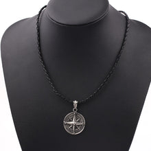Load image into Gallery viewer, Gothic Round Compass Pendant Necklace For Men Vintage Punk Rock  Talisman Jewelry Necklace Nordic Amulet Runes Pendant