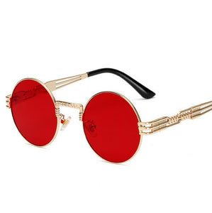 Occhiali da sole rotondi Steampunk gotici Uomo Donna Occhiali da vista in lega Forma di cerchio Designer di marca Occhiali da sole Specchio UV400 