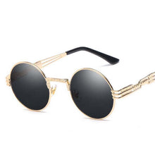 Carica l&#39;immagine nel visualizzatore di Gallery, Occhiali da sole rotondi Steampunk gotici Uomo Donna Occhiali da vista in lega Forma di cerchio Designer di marca Occhiali da sole Specchio UV400 