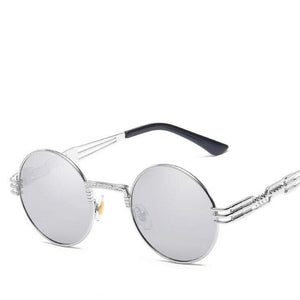 Occhiali da sole rotondi Steampunk gotici Uomo Donna Occhiali da vista in lega Forma di cerchio Designer di marca Occhiali da sole Specchio UV400 