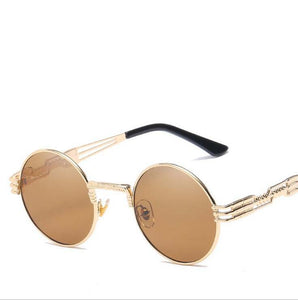 Occhiali da sole rotondi Steampunk gotici Uomo Donna Occhiali da vista in lega Forma di cerchio Designer di marca Occhiali da sole Specchio UV400 