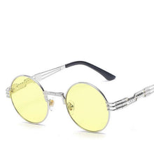 Carica l&#39;immagine nel visualizzatore di Gallery, Occhiali da sole rotondi Steampunk gotici Uomo Donna Occhiali da vista in lega Forma di cerchio Designer di marca Occhiali da sole Specchio UV400 