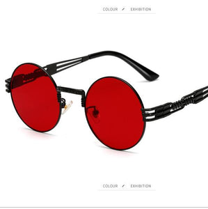 Occhiali da sole rotondi Steampunk gotici Uomo Donna Occhiali da vista in lega Forma di cerchio Designer di marca Occhiali da sole Specchio UV400 