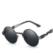 Carica l&#39;immagine nel visualizzatore di Gallery, Occhiali da sole rotondi Steampunk gotici Uomo Donna Occhiali da vista in lega Forma di cerchio Designer di marca Occhiali da sole Specchio UV400 