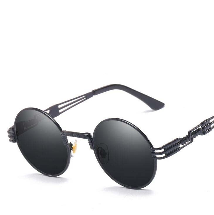Occhiali da sole rotondi Steampunk gotici Uomo Donna Occhiali da vista in lega Forma di cerchio Designer di marca Occhiali da sole Specchio UV400 