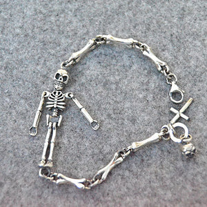 Gothic Style S925 Sterling Silver Retro Thai Silver European And American Men And Woman Skull Personality Cross Bracelet Homme