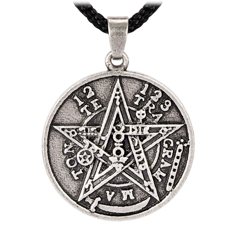 Gothic punk Wiccan Jewelry Pagan Supernatural Tetragrammaton Pentagram Pentacle Male Pendant Necklace Men Women Jewelry