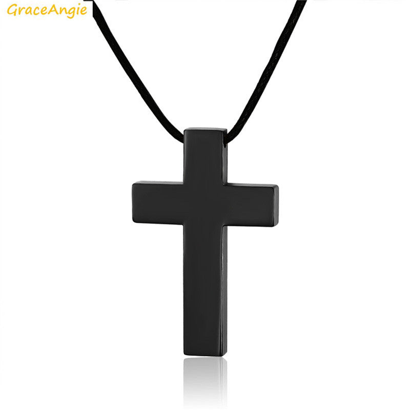 1PCS Black Stainless Steel Cross Shape Pendant jewelry Making Charms Accessory Gift Necklace Wholesale for Women