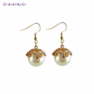 1pair/pack Gold+Milk White ABS+Zinc Alloy Elegant Style Bow Imitation Pearl Stud Earrings Earrings Glittering
