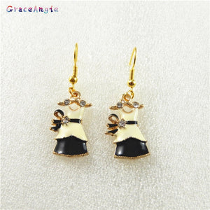 1pair/pack Mixed Color Drop Zinc Alloy Embellished with White Crystal Stone Sparkling Princess Dress Ear Hook Earring