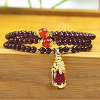 Carica l'immagine nel visualizzatore di Gallery, Braccialetti di perline di granato naturale di grado AAAA Perline di pietre preziose fini Braccialetti di muti-strato Gioielli per regali donna Possono far cadere la spedizione 