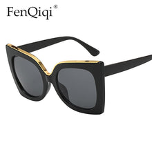 Load image into Gallery viewer, Gradient Flat Top Gradient Frame Design Large Frame Gold Edge Ladies Sunglasses Beautiful and  2023Styles sunglasses womem