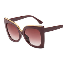 Load image into Gallery viewer, Gradient Flat Top Gradient Frame Design Large Frame Gold Edge Ladies Sunglasses Beautiful and  2023Styles sunglasses womem