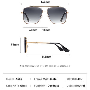 Gradient Square Sunglasses For Men Brand Design Retro Male Sports Car Driving Metal UV400 Sun Glasses Eyewear Shades