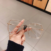 Load image into Gallery viewer, Green Clear Print Square Anti-blue Light Eyeglasses For Women Alloy Leopard Oversize Computer Myopia Glasses Frame Female Shades