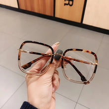 Load image into Gallery viewer, Green Clear Print Square Anti-blue Light Eyeglasses For Women Alloy Leopard Oversize Computer Myopia Glasses Frame Female Shades