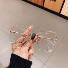 Load image into Gallery viewer, Green Clear Print Square Anti-blue Light Eyeglasses For Women Alloy Leopard Oversize Computer Myopia Glasses Frame Female Shades