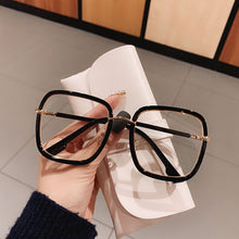 Load image into Gallery viewer, Green Clear Print Square Anti-blue Light Eyeglasses For Women Alloy Leopard Oversize Computer Myopia Glasses Frame Female Shades