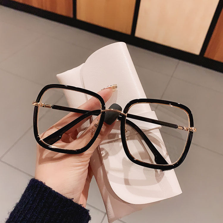 Green Clear Print Square Anti-blue Light Eyeglasses For Women Alloy Leopard Oversize Computer Myopia Glasses Frame Female Shades
