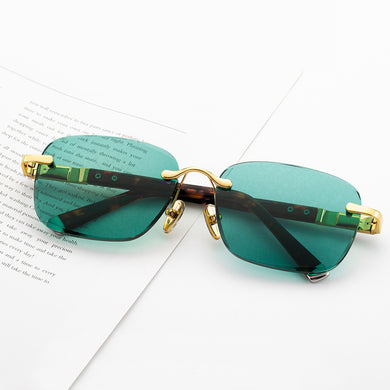 Green Crystal Sunglasses Man Natural Stone Sun Glasses Glass Woman Rimless  Vintage Acetate UV400  Anti Scratch