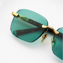 Load image into Gallery viewer, Green Crystal Sunglasses Man Natural Stone Sun Glasses Glass Woman Rimless  Vintage Acetate UV400  Anti Scratch