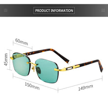 Load image into Gallery viewer, Green Crystal Sunglasses Man Natural Stone Sun Glasses Glass Woman Rimless  Vintage Acetate UV400  Anti Scratch